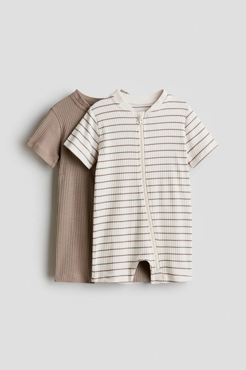 H&M 2-pack short cotton sleepsuits